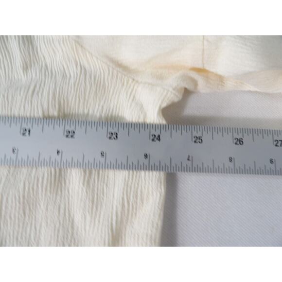 Frye & Co Top Shirt 1X White Gauzy Boho Peasant Ruffle Balloon Sleeve - Picture 5 of 12